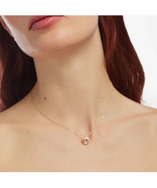 Collar Corto VICTORIA CRUZ Basic Para Mujer - Cristal y Plata de Ley en forma de Círculo (11,5mm) - Baño Oro 18KT | A2809-07DG
