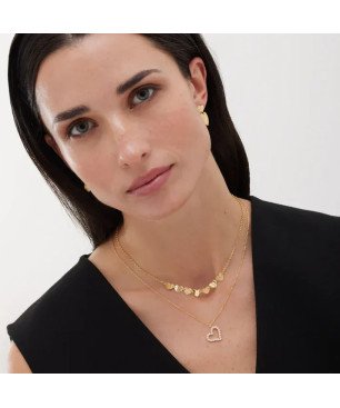 Collar VICTORIA CRUZ El Gesto Para Mujer - Corazón Irregular con Cristales Riviere en Plata de Ley - Baño Rodio | A5350-HG