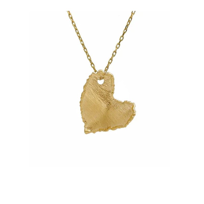 Collar Corto VICTORIA CRUZ El Gesto Para Mujer - Corazón Irregular con Textura en Plata de Ley - Baño Oro 18KT | A5352-DG