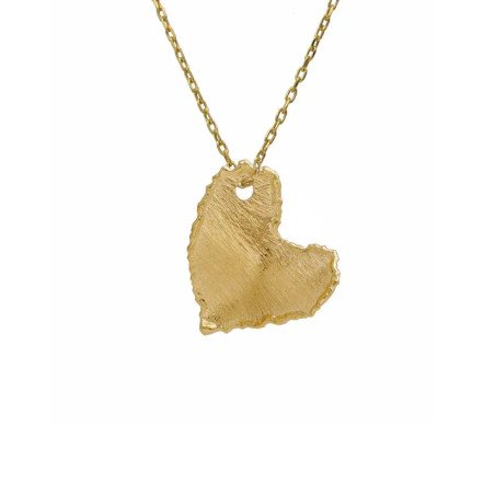 Collar Corto VICTORIA CRUZ El Gesto Para Mujer - Corazón Irregular con Textura en Plata de Ley - Baño Oro 18KT | A5352-DG