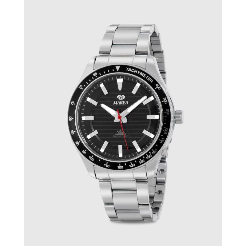 Reloj MAREA para hombre solar correa de acero y esfera negra B41367/5