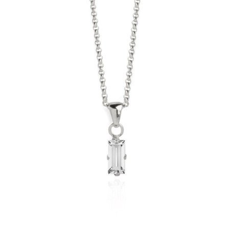 Collar VICTORIA CRUZ Macedonia Para Mujer - Rectángulo de Cristal en Plata de Ley Crystal - Baño Rodio | A3662-07HG