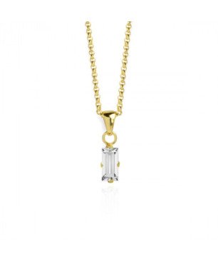 Collar VICTORIA CRUZ Macedonia Para Mujer - Rectángulo de Cristal en Plata de Ley - Crystal - Baño Oro 18KT | A3662-07DG