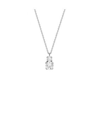 Collar Corto VICTORIA CRUZ Jasmine Para Mujer - Doble Círculo Cristal y Plata de Ley - Baño en Rodio | A3752-07HG