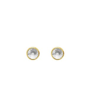 Pendientes VICTORIA CRUZ Basic Para Mujer - Cristal y Plata de Ley en Forma de Círculo (7mm) - Baño en Oro 18KT | A3331-07DT
