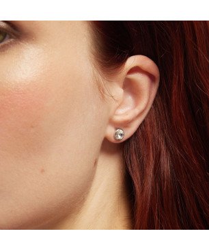 Pendientes VICTORIA CRUZ Basic Para Mujer - Cristal y Plata de Ley en Forma de Círculo (7mm) - Baño en Rodio | A3331-07HT