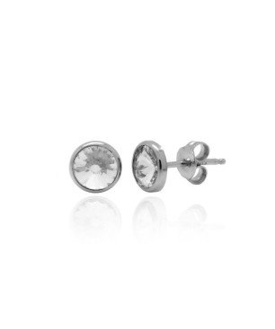 Pendientes VICTORIA CRUZ Basic Para Mujer - Cristal y Plata de Ley en Forma de Círculo (7mm) - Baño en Rodio | A3331-07HT