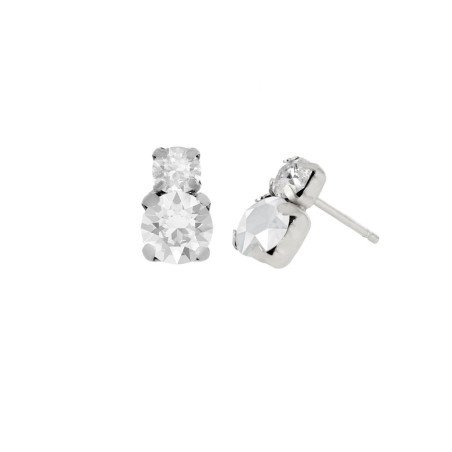 Pendientes VICTORIA CRUZ Jasmine Para Mujer - Doble Círculo Cristal y Plata de Ley - Baño en Rodio | A3751-07HT