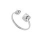 Anillo Ajustable VICTORIA CRUZ Jasmine Para Mujer - Doble Círculo Cristal y Plata de Ley - Baño en Rodio | A3753-07HA