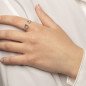 Anillo Ajustable VICTORIA CRUZ Jasmine Para Mujer - Doble Círculo Cristal y Plata de Ley - Baño en Rodio | A3753-07HA