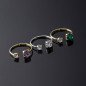 Anillo Ajustable VICTORIA CRUZ Jasmine Para Mujer - Doble Círculo Cristal y Plata de Ley - Baño en Rodio | A3753-07HA