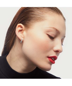 Aros Abiertos VICTORIA CRUZ Maisie Para Mujer (14mm) - Cristales en Plata de Ley Crystal - Baño de Rodio | A4136-07HT