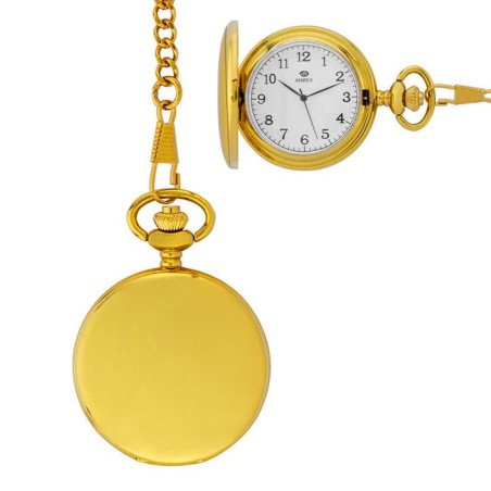 Reloj MAREA de Bolsillo Unisex Dorado con Esfera Blanca y Números Acero Inoxidable B41420/2