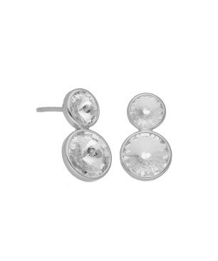 Pendientes VICTORIA CRUZ Basic Para Mujer - Doble Círculo Cristal y Plata de Ley Crystal (7mm y 9mm) - Baño Rodio | A4220-07HT