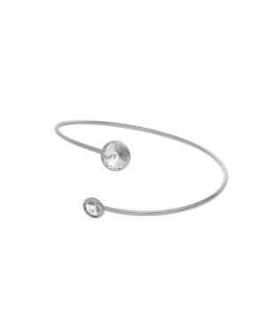 Pulsera VICTORIA CRUZ Basic Para Mujer - Doble Círculo Cristal y Plata de Ley Crystal (7mm y 9mm) - Baño Rodio | A4223-07HP