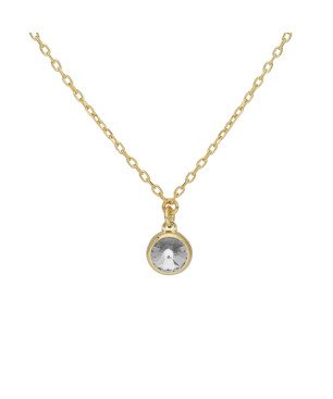 Collar Corto VICTORIA CRUZ Basic Para Mujer - Cristal y Plata de Ley en forma de Círculo (7mm) - Baño en Oro 18KT | A4225-07DG