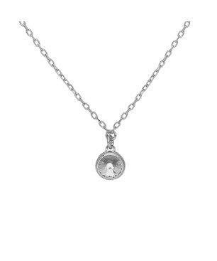 Collar Corto VICTORIA CRUZ Basic Para Mujer - Cristal y Plata de Ley en forma de Círculo (7mm) - Baño en Rodio | A4225-07HG