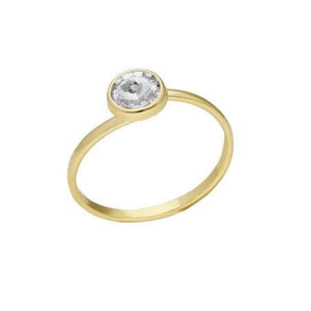 Anillo VICTORIA CRUZ Basic Para Mujer - Cristal y Plata de Ley en forma de Círculo Crystal (7mm) - Baño Oro 18KT | A4226-07DA