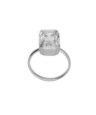 Anillo VICTORIA CRUZ Helena Para Mujer - Piedra Rectangular de Cristal en Plata de Ley - Baño en Rodio | A4336-07HA