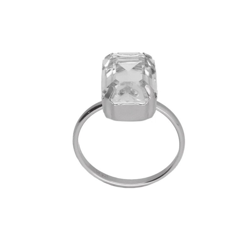 Anillo VICTORIA CRUZ Helena Para Mujer - Piedra Rectangular de Cristal en Plata de Ley - Baño en Rodio | A4336-07HA