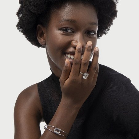 Anillo VICTORIA CRUZ Helena Para Mujer - Piedra Rectangular de Cristal en Plata de Ley - Baño en Rodio | A4336-07HA