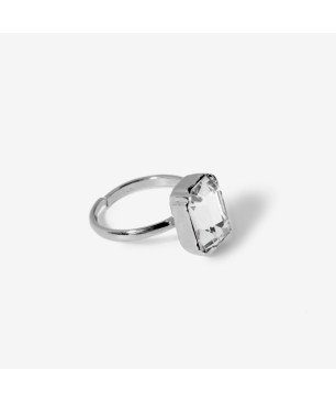 Anillo VICTORIA CRUZ Helena Para Mujer - Piedra Rectangular de Cristal en Plata de Ley - Baño en Rodio | A4336-07HA