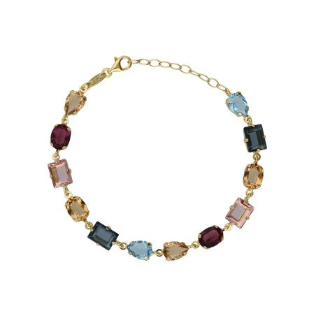 Pulsera VICTORIA CRUZ Borea Para Mujer - Cristales en Plata de Ley Multicolor - Baño en Oro 18KT | A5483-MDP