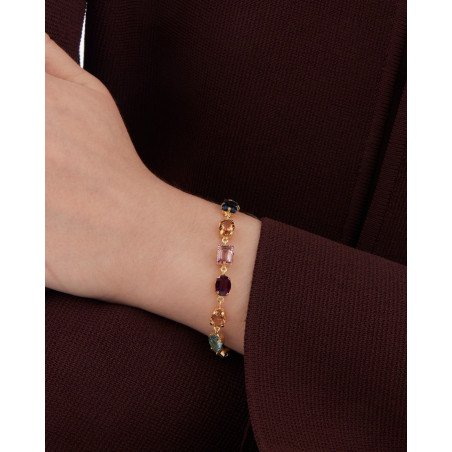 Pulsera VICTORIA CRUZ Borea Para Mujer - Cristales en Plata de Ley Multicolor - Baño en Oro 18KT | A5483-MDP