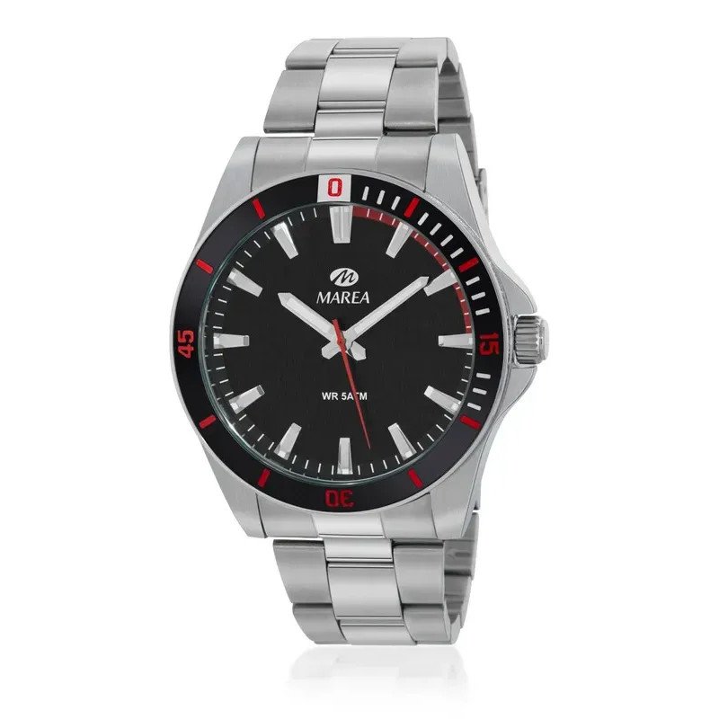 Reloj MAREA Hombre de Acero con Esfera Negra, Bisel Negro y Caja de 43 mm B35352/1