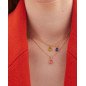 Collar Corto VICTORIA CRUZ Birthstone Para Mujer - Lágrima de Cristal en Plata de Ley Chrysolite - Baño en Oro 18KT | A5504-22DG