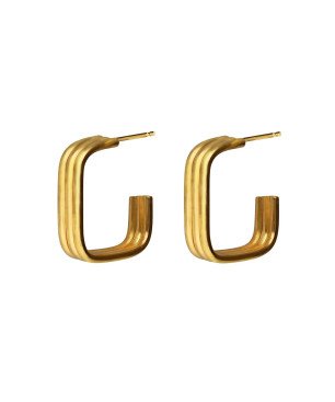 Aros Abiertos VICTORIA CRUZ Nivola Para Mujer - Pendientes Cuadrados en Plata de Ley - Baño Oro 18KT | A5515-DT