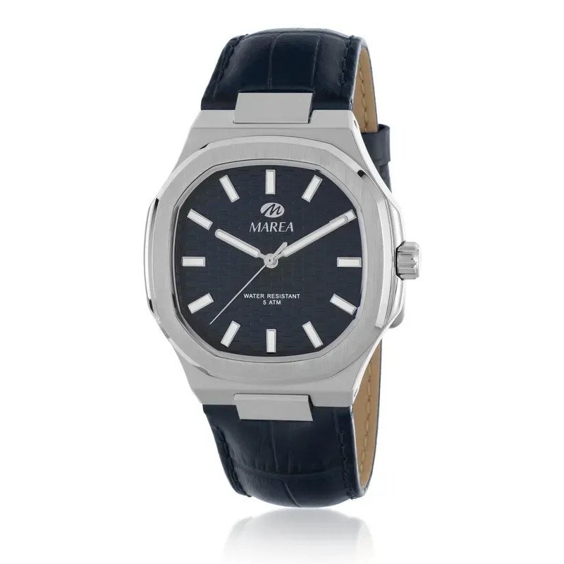 Reloj MAREA Hombre de Acero con Correa de Piel Azul, Esfera Azul y Caja de 44 mm B54266/2 Reloj MAREA Hombre de Acero con Correa de Piel Azul, Esfera Azul y Caja de 44 mm B54266/2