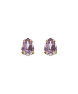 Pendientes VICTORIA CRUZ Birthstone Para Mujer - Lágrima de Cristal en Plata de Ley Light Amethyst - Baño Oro 18KT | A5503-05DT