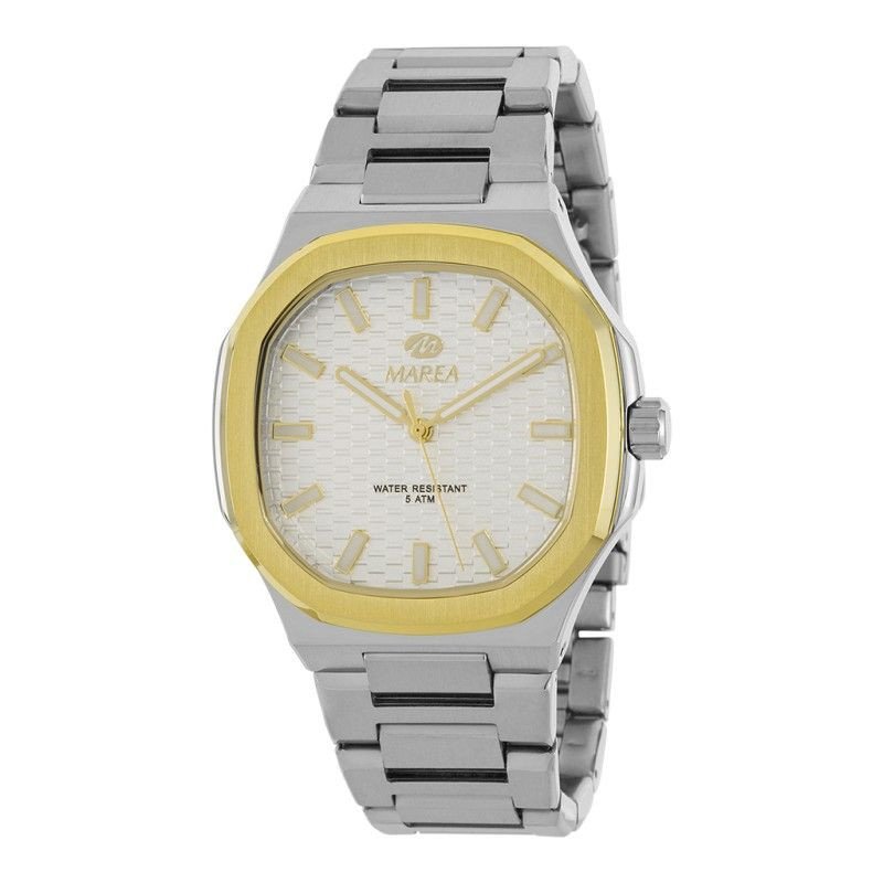 Reloj MAREA Hombre de Acero Bicolor con Esfera Blanca, Bisel Dorado y Caja de 40 mm B54265/5