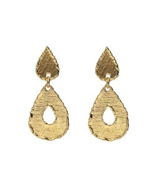 Pendientes VICTORIA CRUZ Alaska Para Mujer - Lágrimas con Textura en Plata de Ley - Baño en Oro 18KT | A5583-DT