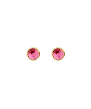 Pendientes VICTORIA CRUZ Basic Para Mujer - Cristal en Plata de Ley Rose en Forma de Círculo (7mm) - Baño Oro 18KT | A3331-04DT