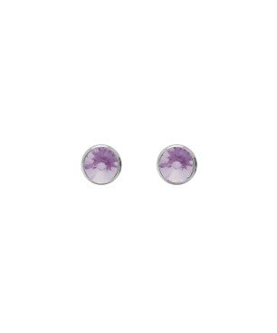 Pendientes VICTORIA CRUZ Basic Para Mujer - Cristal en Plata de Ley Violet en Forma de Círculo (7mm) - Baño Rodio | A3331-31HT
