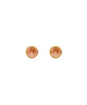 Pendientes VICTORIA CRUZ Basic Para Mujer - Cristal en Plata de Ley Light Topaz Forma Círculo (7mm) - Baño Oro 18KT | A3331-06DT
