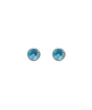 Pendientes VICTORIA CRUZ Basic Para Mujer - Cristal en Plata de Ley Aquamarine Forma de Círculo (7mm) - Baño Rodio | A3331-10HT