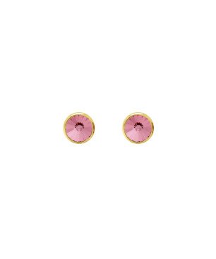 Pendientes VICTORIA CRUZ Basic Para Mujer - Cristal en Plata de Ley AntiquePink Forma Círculo (7mm) - Baño Oro 18KT | A3331-19DT