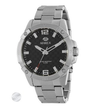 Reloj MAREA Hombre de Acero con Esfera Negra, Bisel Plateado y Caja de 44 mm B54271/1
