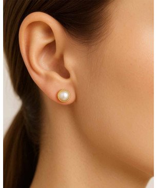 Pendientes VICTORIA CRUZ Paulette Para Mujer - Perlas Pequeñas Empire en Plata de Ley - Baño de Oro 18KT | A4928-00DT