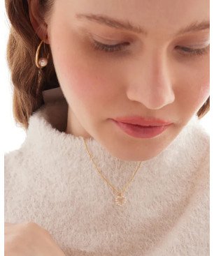 Collar Corto VICTORIA CRUZ Sera Para Mujer - Corazón con Perlas en Plata de Ley - Baño en Oro 18KT | A5575-00DG