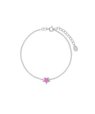 Pulsera MAREA Para Niña - Cadena con Motivo de Estrella Rosa Fucsia - Plata de Ley en Baño Rodio | D02403/AF