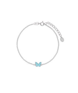 Pulsera MAREA Para Niña - Cadena con Motivo de Mariposa Azul - Plata de Ley en Baño Rodio | D02403/AG