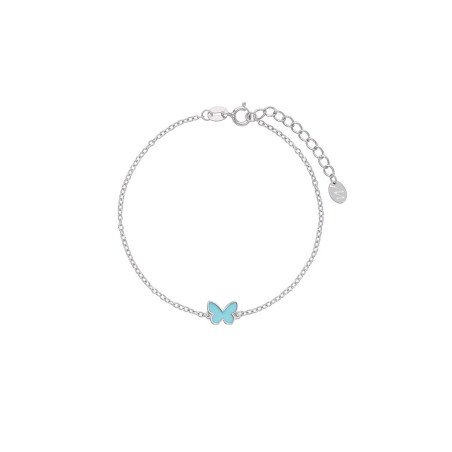 Pulsera MAREA Para Niña - Cadena con Motivo de Mariposa Azul - Plata de Ley en Baño Rodio | D02403/AG