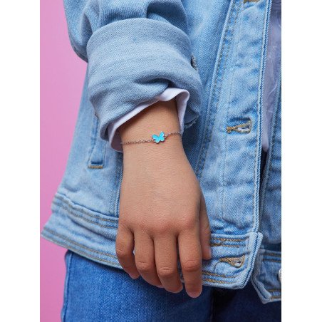 Pulsera MAREA Para Niña - Cadena con Motivo de Mariposa Azul - Plata de Ley en Baño Rodio | D02403/AG