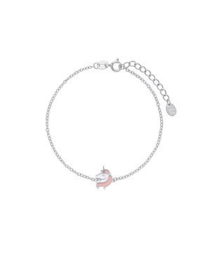 Pulsera MAREA Para Niña - Cadena con Motivo de Unicornio Rosa - Plata de Ley en Baño Rodio | D02403/AH