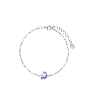 Pulsera MAREA Para Niña - Cadena con Motivo de Unicornio Lila - Plata de Ley en Baño Rodio | D02403/AI
