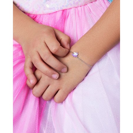 Pulsera MAREA Para Niña - Cadena con Motivo de Unicornio Lila - Plata de Ley en Baño Rodio | D02403/AI